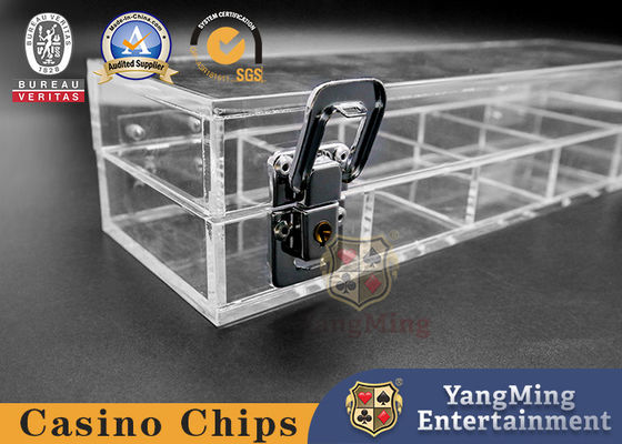 o pôquer Chips Case 5 de 40mm enfileira a tabela de jogo Chips Holder do flutuador acrílico claro de 100 PCS