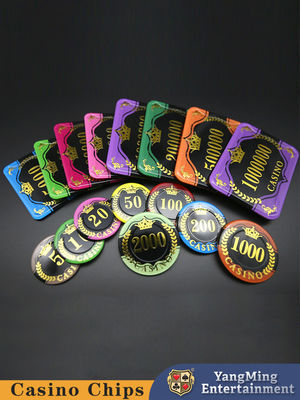 Novos desenhos de papel de trigo acrílico Chips de estampagem Casino Entretenimento Jogo de pôquer Chips de balcão