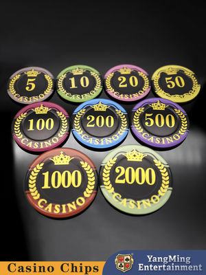 Venda a retalho Customizado Coronha de Trigo Estampagem Chips Acrílicos Baccarat Texas Hold'em Casual Games Chips de Mesa