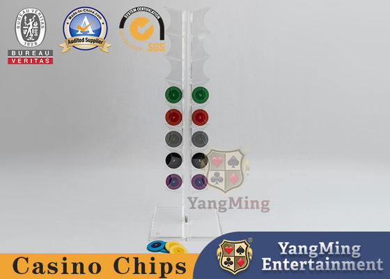 20pcs 40MM Forma redonda Poker Chips Holder Seção horizontal totalmente transparente Roulette Casino Mesa Display
