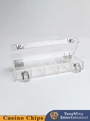 fileiras 100pcs 5 em volta do pôquer Chips Case Full Transparent Acrylic Chips Carrier 40mm de jogo plástico