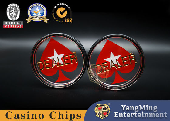 Brand New Custom High Transparent Acrylic Red Heart Carving Dealer Botão Cartão de Código Texas Hold'em Jogo Profissional