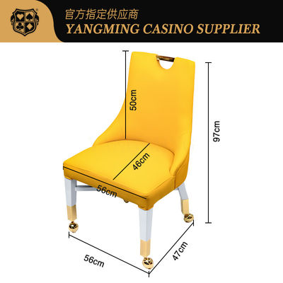 Cadeiras de Casino Profissionais Personalizadas com Extensão, Couro e Madeira Maciça para Jogadores de Casino, com Rodas Douradas