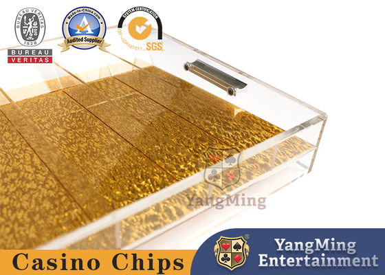 Entalhe acrílico Alto-transparente de alta qualidade importado Chip Case da grade de Chip Tray Poker Table Game Tabletop 9 do fio do ouro