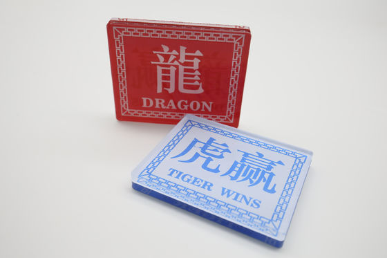 Impressão frente e verso da tela de Red&blue de Crystal Acrylic Dragon Tiger Chinese Alto-transparente & da placa inglesa do código do negociante