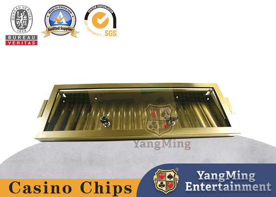 15 Grade Gold Chip Tray Rack Box Material de ferro de aço inoxidável Acrílico Transparente Cover Texas Hold'em Mesa